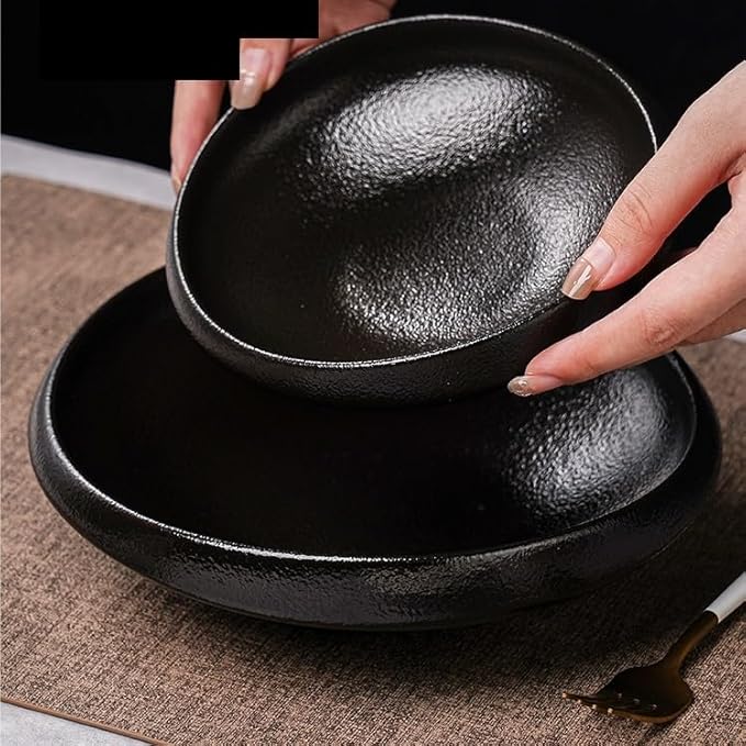 CHICKEN Dinnerware Plates Simple Ceramic Plate Salad Plate Irregular Deep Plate Home Cold Dish Plate Western Food Platter Smooth Dinner Plate(A,Small)