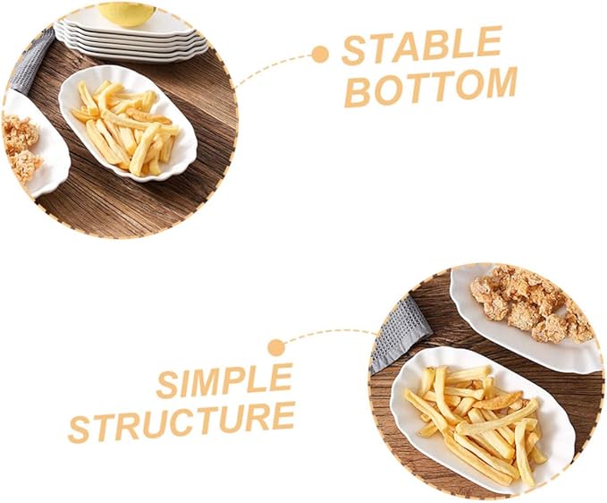 Unomor 2pcs Creative Ceramic Snack Plates for Appetizers French Fries and Dips Elegant Serving Dishes for Parties Family Gatherings and Casual Dining