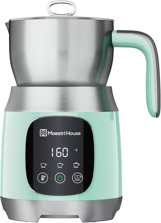 Maestri House Milk Frother, 21OZ Variable Temp and Froth Thickness Milk Frother and Steamer, Smart Touch Control Milk Warmer, Dishwasher Safe, Memory Function for Latte Cappuccino Hot Chocolate