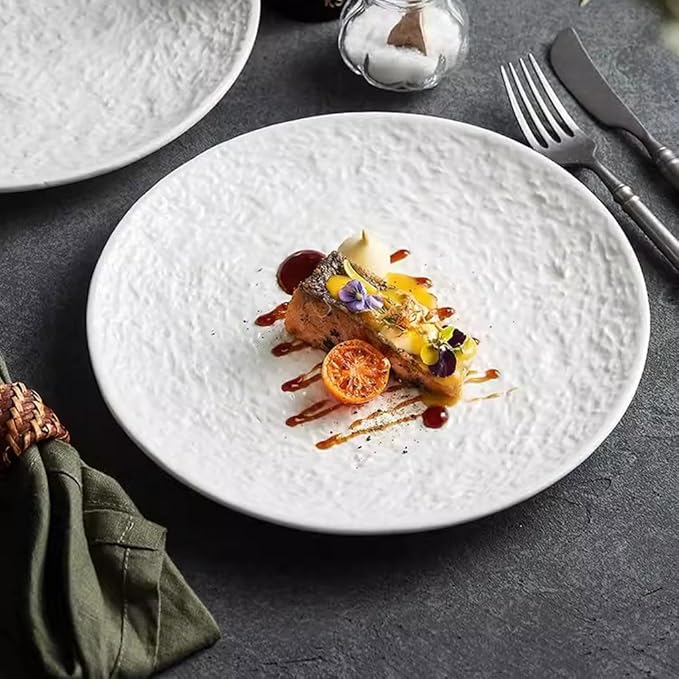SONGCHAO Party Supplies Household White Salad Plate Ceramic Dinner Plate Kitchen Shallow Plate Flat Plate Restaurant Steak Western Plate Party Plates (Color : 20cm)