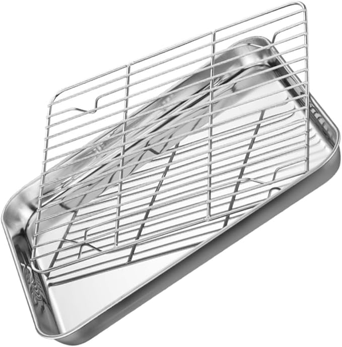 Zerodeko 1Pc Serving Tray with Net Bracket Multi Functional Food Storage Plate for Draining Steaming and Baking
