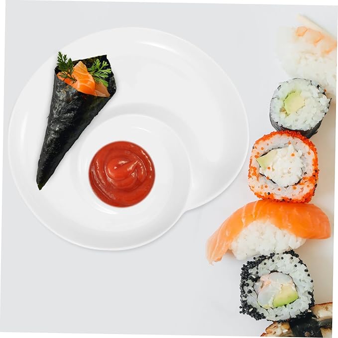 Ceramic Divided Dumpling Plate Decorative Sauce Dish for Sushi Appetizers and Salads Delicate Dessert Plate for Home Events and Gatherings