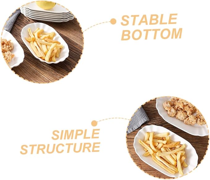 2pcs French Fries Plate Serving Platter Ceramic Snack Plates for Desserts Appetizers Kitchen Condiments