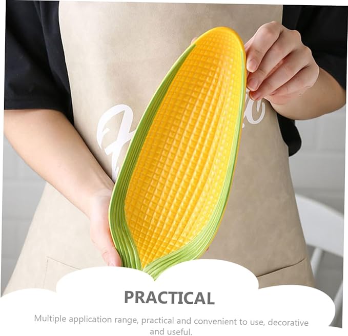 Ceramic Corn Plate Large Snack Serving Dish for Afternoon Tea Hand-Painted Corn Design Decorative Fruit Tray for Appetizers