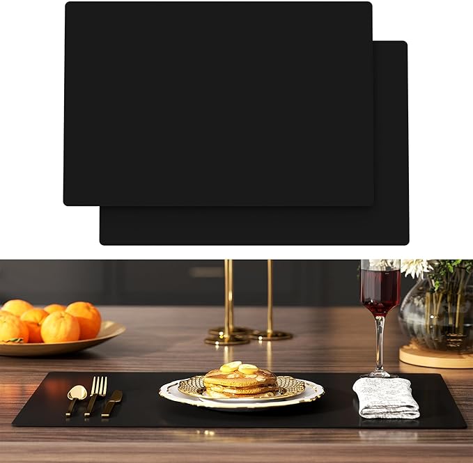 Silicone Counter Mat 40x60cm 2 Pack - High-Temp Resistant, Non-Slip Waterproof Pad for Kitchen Countertops, Sink & Stove (Black)