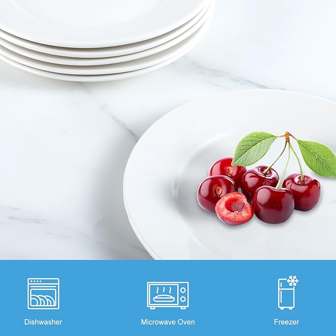 18 Pcs Porcelain Dessert Plates,7 Inch White Dinner Plates,White Salad Plate,Ceramic Appetizer Plate,Porcelain Serving Dishes for Snack, Bread, Fruit, Microwave & Dishwasher Safe