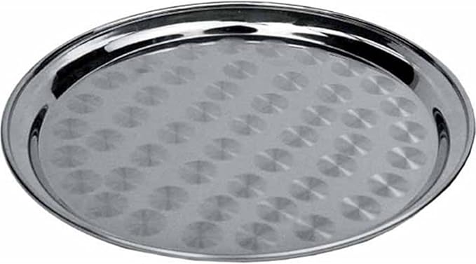 Winco 14" Service Tray, Round, S/S, Swirl Pattern