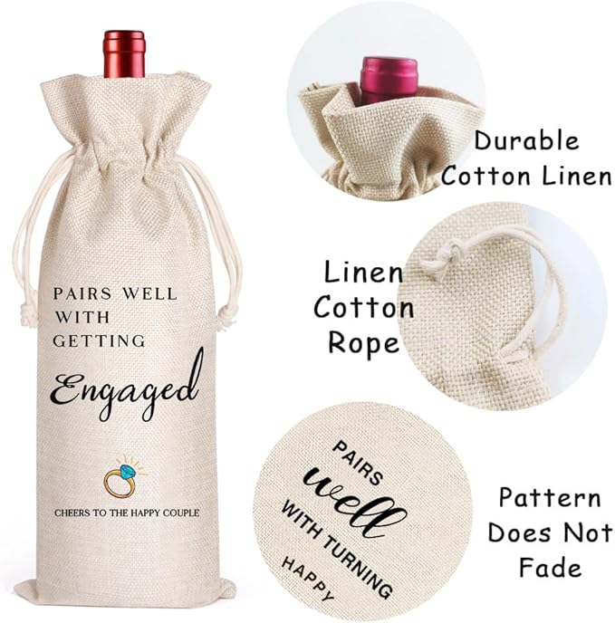 LANBAIHE Engaged Wine Bag - Wedding Shower Gifts, Bridal Engagement Gifts for New Couples, Wedding Party Decorations