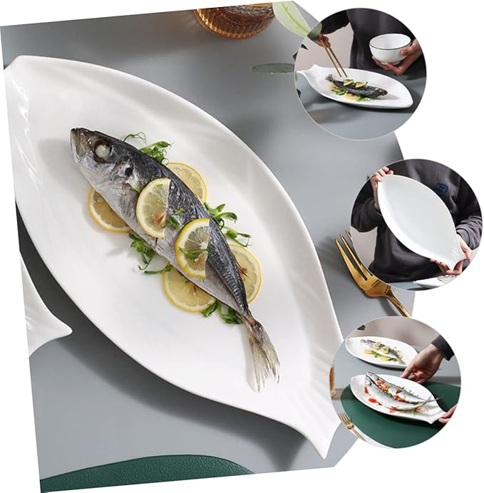 ABOOFAN Ceramic Fish Tray Snack Plate Pastry Serving Steamed Fish Plate Restaurant Food
