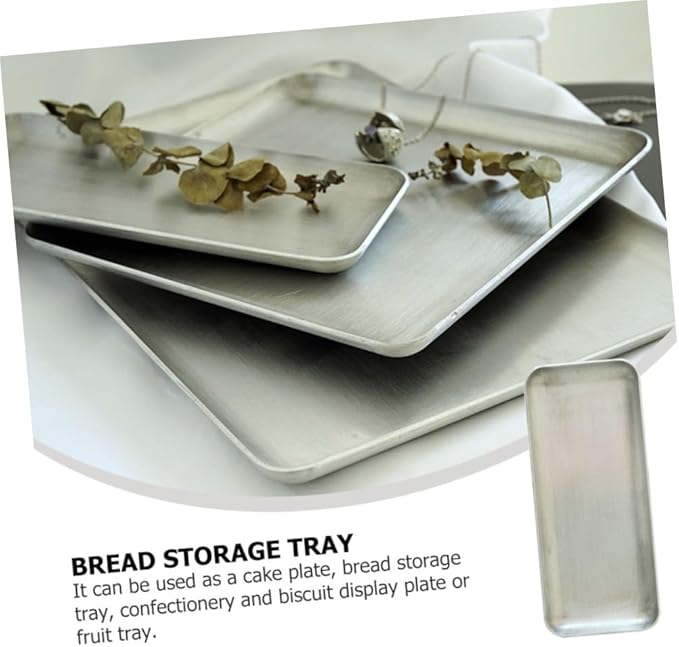 PRETYZOOM Retro Storage Tray Silver Serving Tray Handles Food Storage Plate for Pastry Desserts