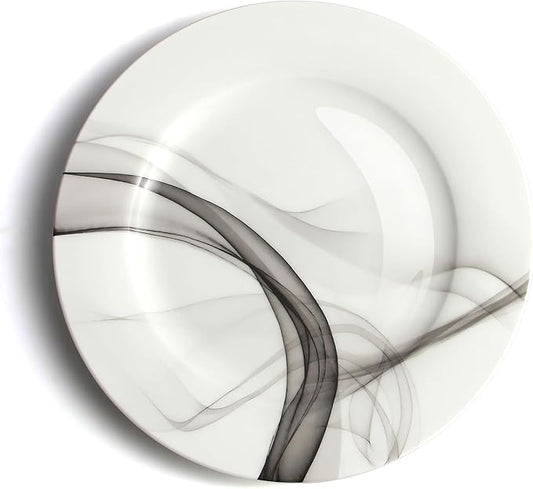 IQCWOOD White Porcelain Dinner Plates, Set of 6, 8", Porcelain Dinner Plates, White Plates Set, White Plates Ceramic, Christmas Gifts