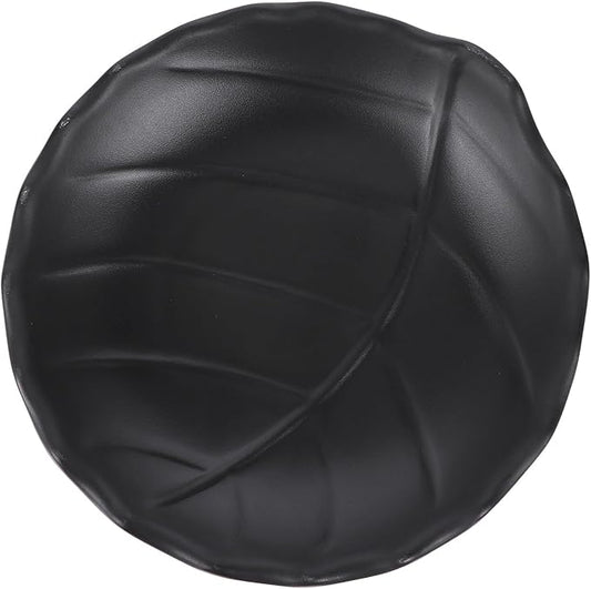 Cabilock Decorative Leaf Pattern Appetizer Plate Black Ceramic Kitchen Dessert Plate Household Salad Dish for Side Dishes and Fruit Serving