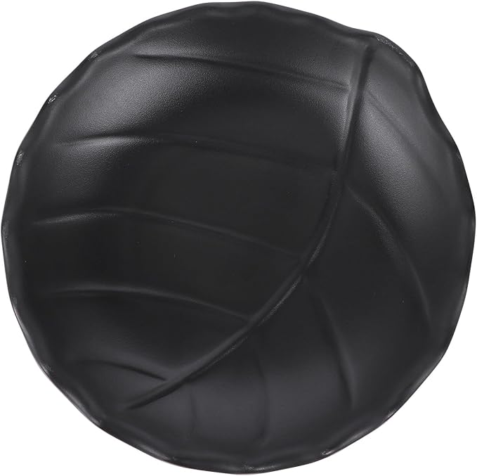 Japanese Style Leaf Pattern Dessert Plate Black Ceramic Fruit and Salad Plate for Household Dining 1pcs for Kitchen and Entertaining