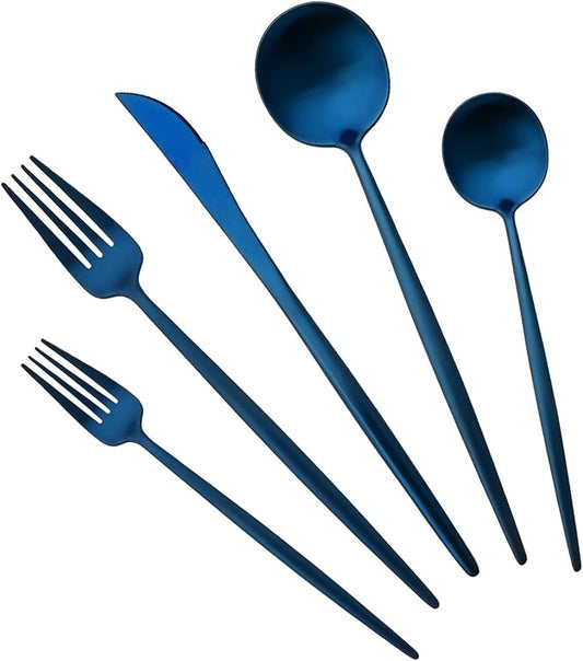 18/10 Stainless Steel Matte Flatware Set (1, Blue)