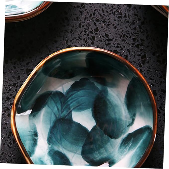 2PCS Handcrafted Ceramic Plates Small Handpainted Snack Dishes for Boys and Girls Retro Japanese Style Sauce and Dipping Bowls for Appetizers and Condiments