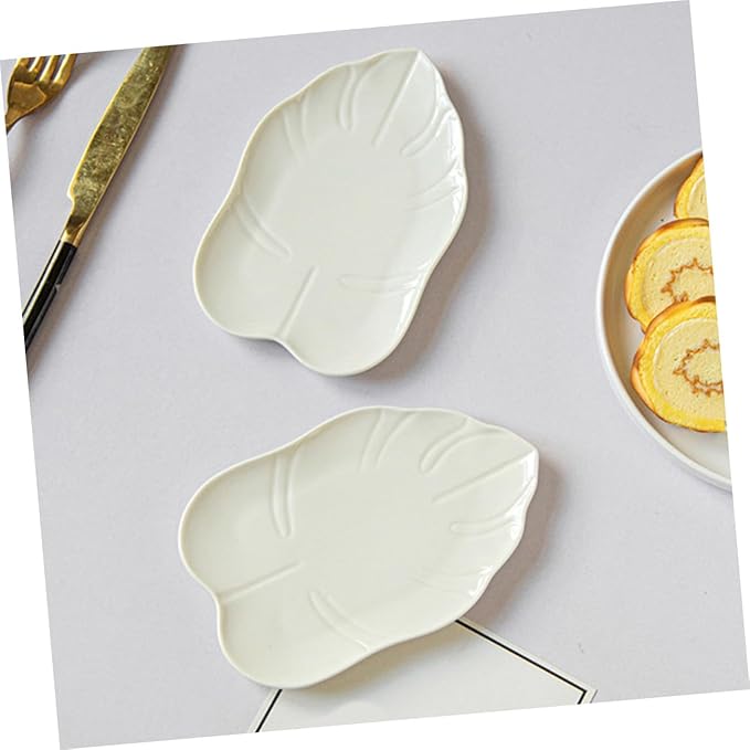 Leaf Shaped Ceramic Snack Plate Elegant Food Tray for Fruits Appetizers and Desserts Lightweight Kitchen Dish for Entertaining Parties and Daily Use
