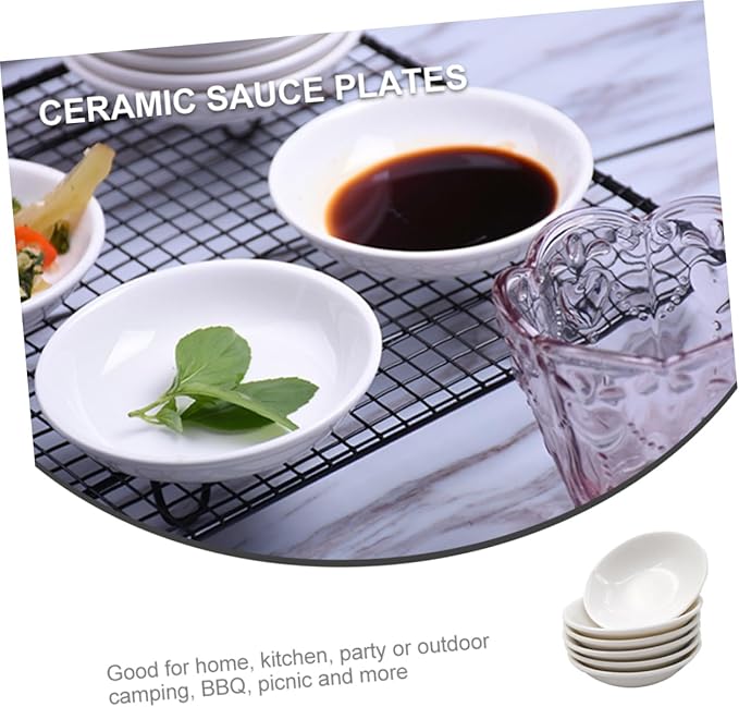 6pcs Ceramic Seasoning Dishes Practical Condiment Plates for Sauces Spices and Appetizers Small Serving Bowls for Home Use and Entertaining