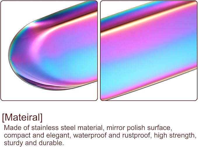 uxcell 4pcs Stainless Steel Decorative Tray, 9 Inch Oval Jewelry Tray, Small Serving Tray for Bathroom Countertops, Closets, Dressers, Multicolor