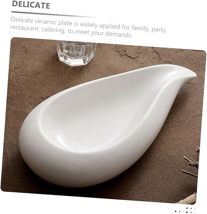 Ceramic Appetizer Plate Unique Water Drop Design Serving Dish for Salad Dessert and More for Restaurants and Daily Use Easy to Clean Ceramic