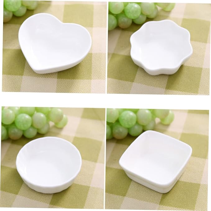 2PCS White Ceramic Dipping Dish Elegant Porcelain Appetizer Plates for Seasoning Sauce Desserts and Condiments Square Shape Lightweight Stackable Design