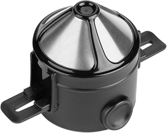 TopHomer Reusable Coffee Filter Stainless Steel, Pour Over Coffee Dripper Collapsible Paperless Single Serve 1-2 Cup with Foldable Handle for Camping Traveling
