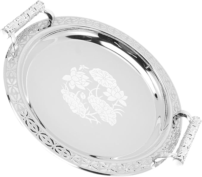 BESPORTBLE European Style Round Patterned Fruit Plate Lightweight Serving Tray for Food and Jewelry Storage Portable Decorative Bread Dish for Home and Outdoor Use