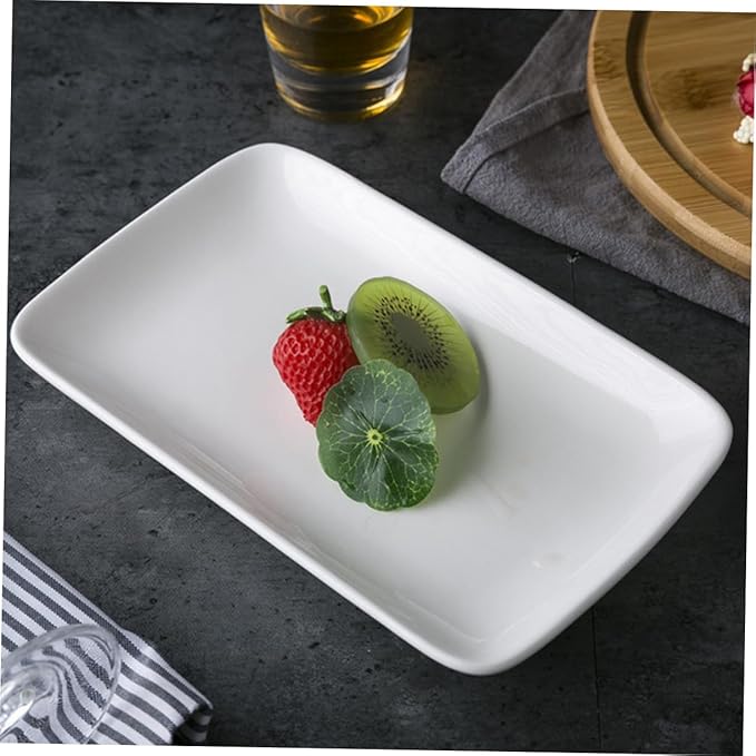 Zerodeko 3pcs White Appetizer Plates Set Rectangular Snack Serving Trays for Family Gatherings Parties Weddings