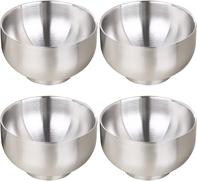 DEVICO Soup Cereal Bowls, 4-Piece 19-Ounce Stainless Steel Salad Rice Dessert Serving Bowl set, Matte Finish