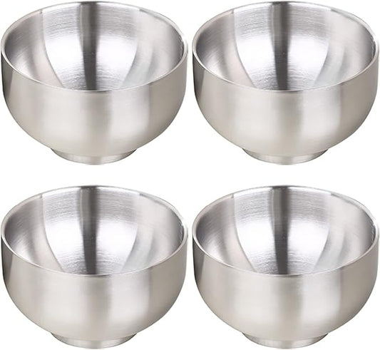 DEVICO Soup Cereal Bowls, 4-Piece 19-Ounce Stainless Steel Salad Rice Dessert Serving Bowl set, Matte Finish
