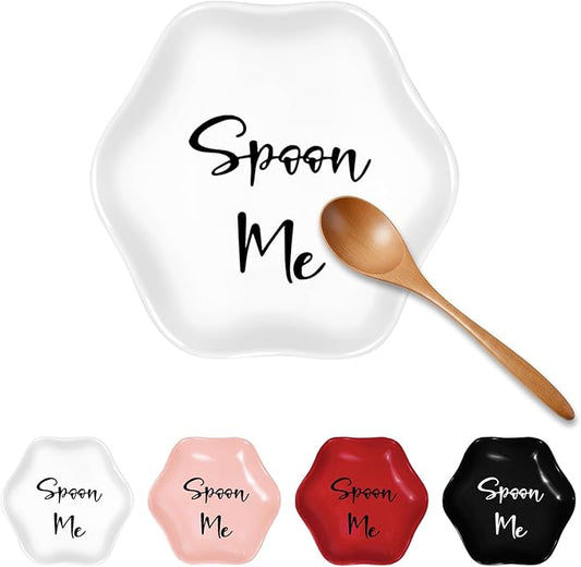 Funny Ceramic Spoon Rest for Kitchen Counter Stove Top, 5.8 Inch Heat-Resistant Utensil Holder for Cooking, Spoons, Ladles, Tongs, Cute Kitchen Decor, Housewarming Gift for Women Men (White)