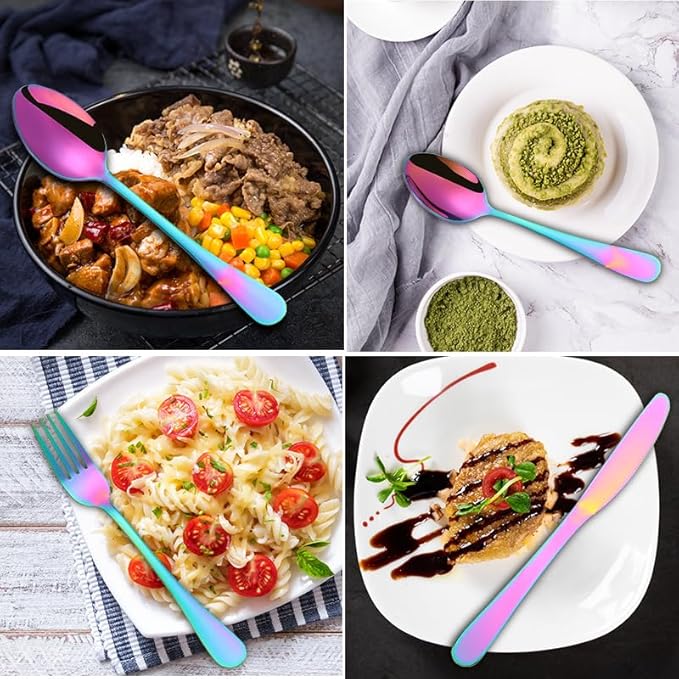 Stainless Steel Flatware serving set,Home Kitchen Eating Tableware Set,Dishwasher Safe,For Home Kitchen Restaurant Hote 16-piece Stainless Steel Cutlery Set Hotel Household Knife, Fork And Spoon(Gold)