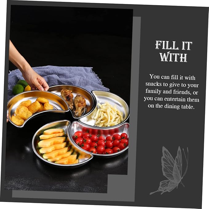 Crescent Shaped Serving Plate Silver Plates for Dinner Lunch Storage Tray for Home Decor