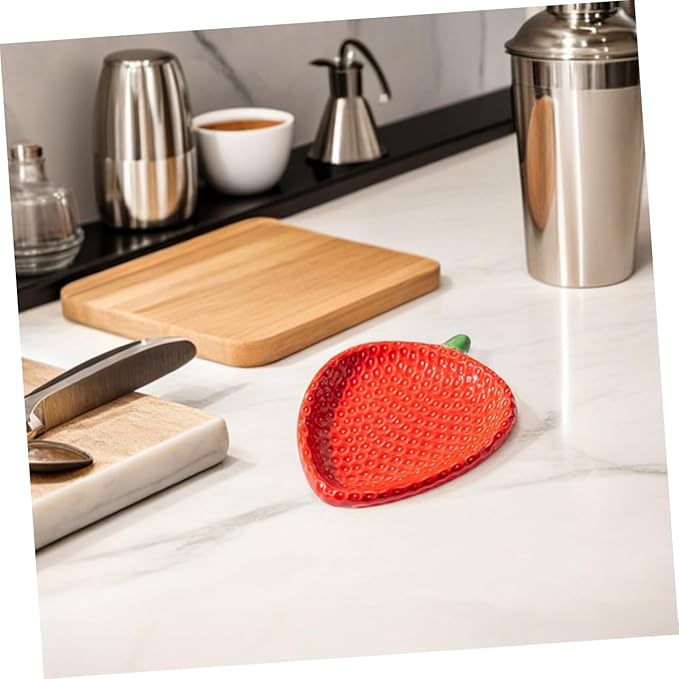 STOBAZA Strawberry Shaped Ceramic Appetizer Plate: Porcelain Snack Dish For Sushi Pastry And Desserts - For Home Gatherings And Outdoor Picnics