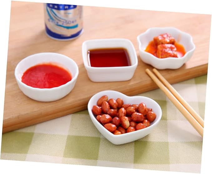 2pcs Square Condiment Dishes Ceramic Plate Dipping Sauce Bowls for Seasoning Appetizers Desserts