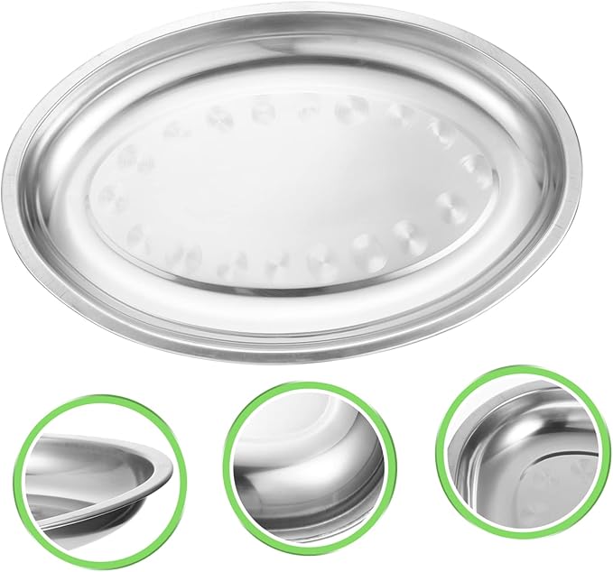STOBAZA 1pc Stainless Steel Oval Serving Tray for Home and Restaurant Use Multi-function Pastry and Snack Dish Thickened Design for Desserts and Appetizers