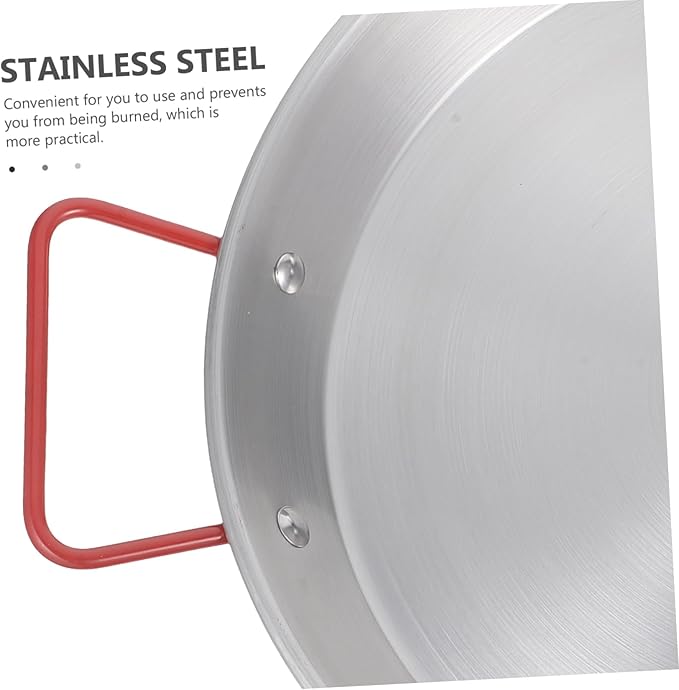 28cm Stainless Steel Snack Tray with Red Double Handles Decorative Serving Platter for Picnics and Parties Kitchen Tableware
