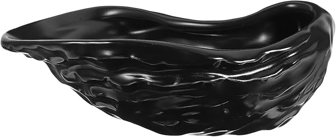 SAFIGLE Ceramic Oyster Shell Plate Matte Black Serving Dish for Seafood Appetizers Dessert Plates Party Dining Tableware