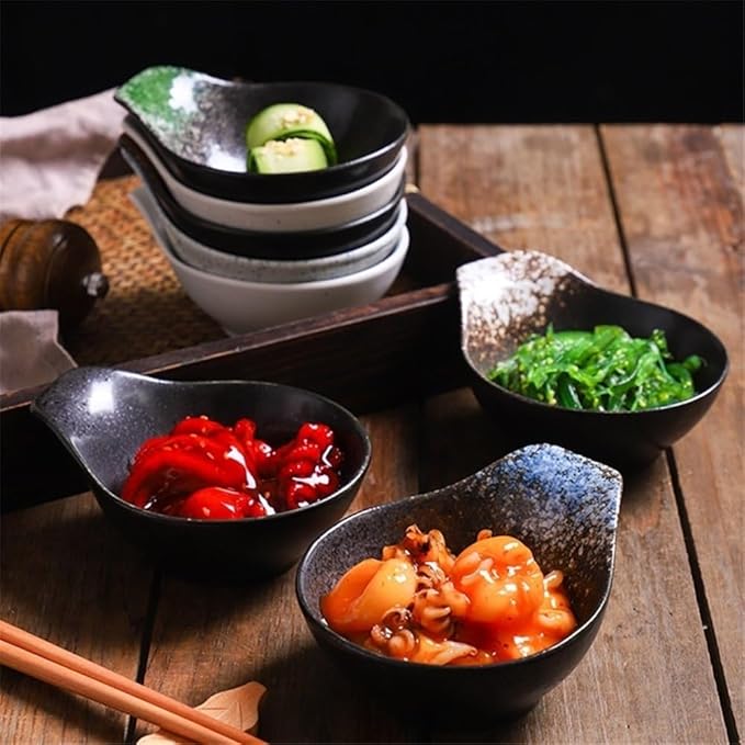 Appetizer Plates Anti-scalding Ceramic Taste Dish with Handle Seasoning Bowls Cooking Tableware for Condiment