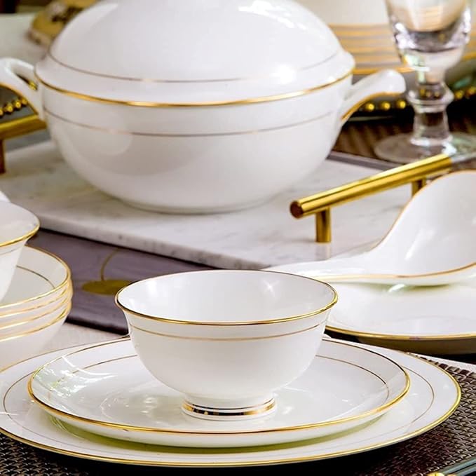 Dinnerware Sets - Luxury Gift Dishes Service Set, 32/58PCS Ceramic Dinnerware Set Bone China Tableware Dishes Plates Ceramic Combination Dinner Service Set Porcelaine Service for 10 (58 Pieces)