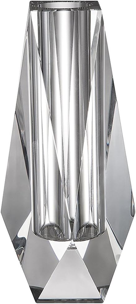 Crystal Flower Bud Vase 6.4 Inch, Christmas Decorations for Home Wedding Mini Vase or Gift - Clear with Gift Box