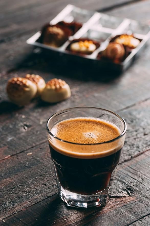 Necessia Heat-Treated Tempered Rim Cortado/Espresso/Gibraltar Glasses, Set of 4, 4.5 oz