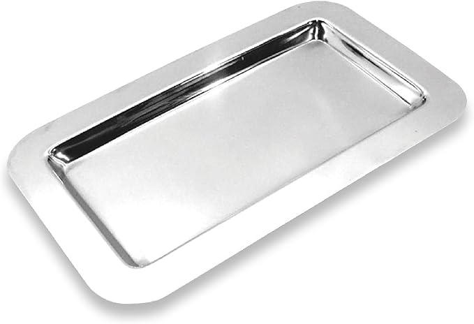 Frieling Silver Tray - 9.4 x 5.6 in Rectangular Polished Mirrored Finish - 18/10 Mirrored Stainless Steel Metal Serving Tray for Coffee, Tea & Desserts