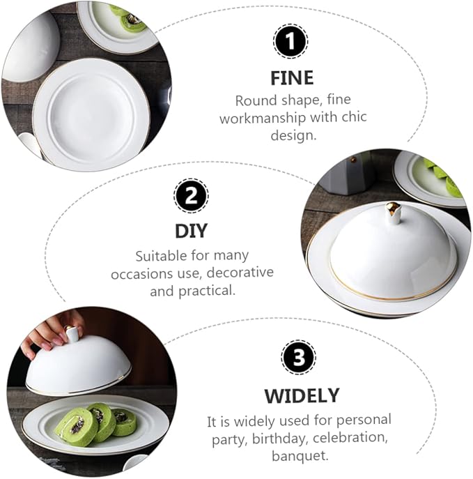 OUNONA Household Ceramic Plate Lid Dinner Plate Smooth Edges for Versatile Use