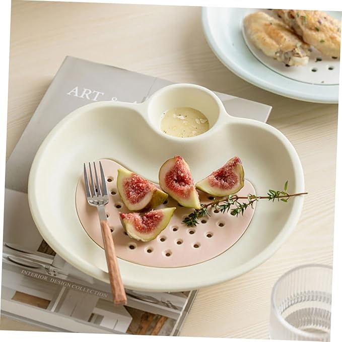 Cabilock Draining Sushi Plate Separated Plate Ceramic Food Holder Hotel Restaurant Use