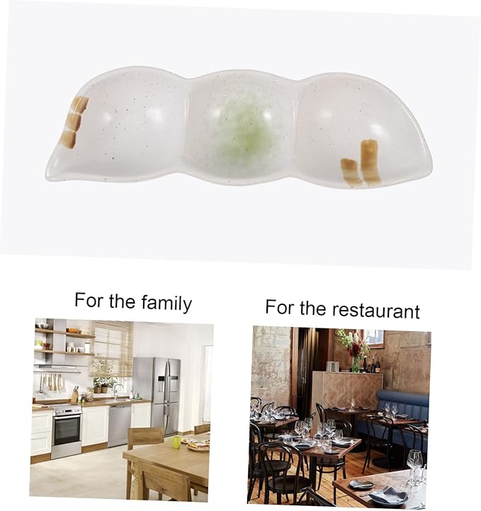 KICHOUSE Japanese Vintage Three-Compartment Small Dipping Sauce Dish Creative Snack Plate for Appetizers Household Use Ceramic Serving Tray
