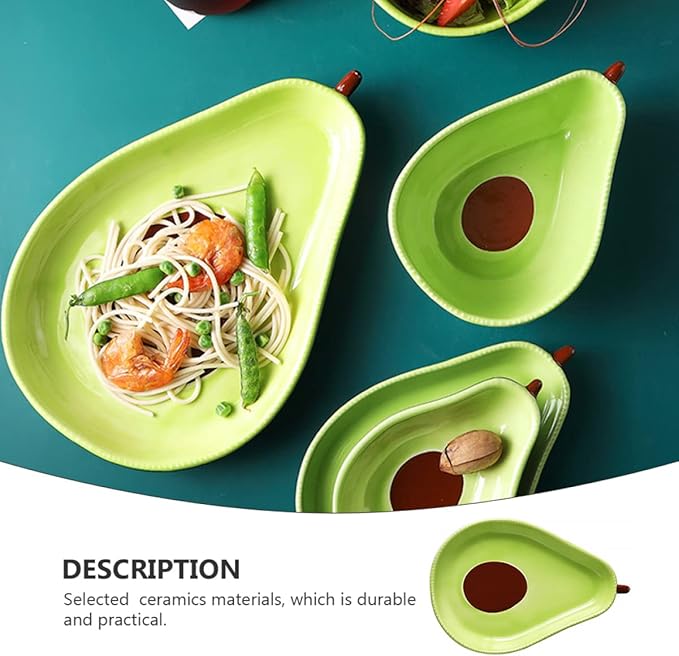 Alipis Food Container Avocado Shape Plate Ceramic Tableware Practical Serving Tray