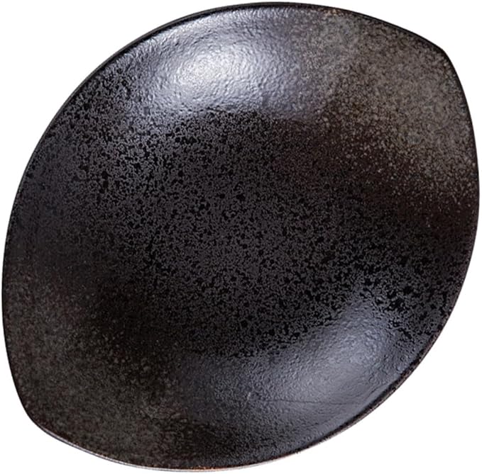 1Pc Japanese Style Ceramic Food Dish Black Marble Serving Plate for Parties Weddings and Home Use Creative Tableware for Pizza Pasta and Appetizers for Housewarming and Special