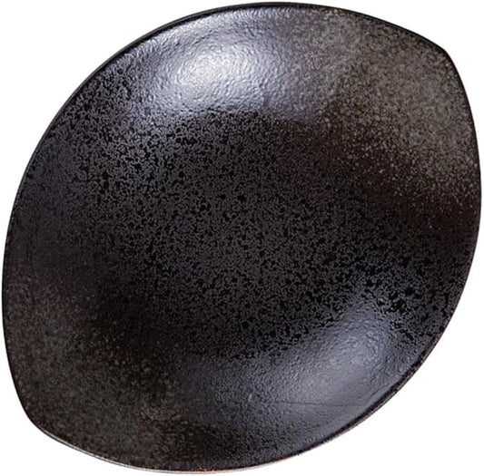 1Pc Japanese Style Ceramic Food Dish Black Marble Serving Plate for Parties Weddings and Home Use Creative Tableware for Pizza Pasta and Appetizers for Housewarming and Special