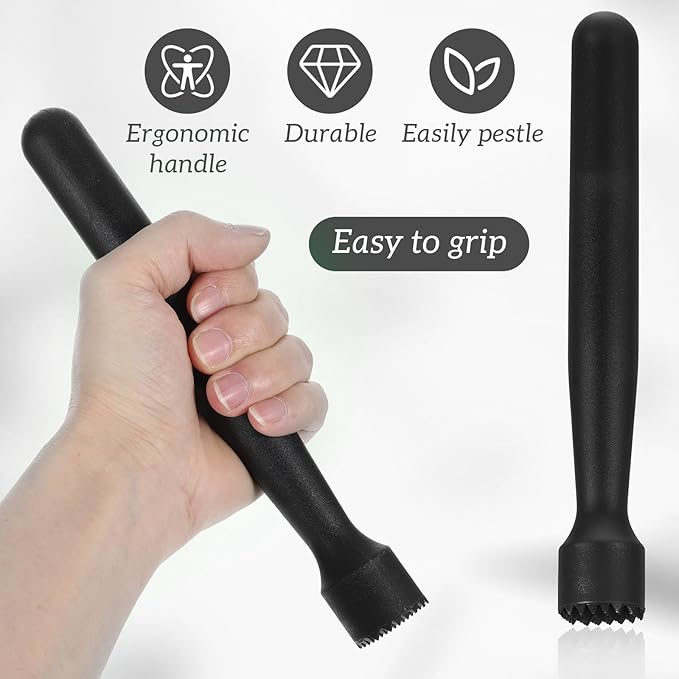 8 Pieces Plastic Muddler for Cocktails Durable Cocktail Muddler Set 8.14 Inch Bar Tools for lemonade, Mojito, Mint, and Fruits, Dishwasher Safe