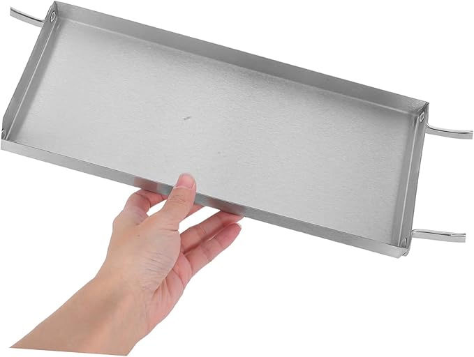 Stainless Steel Bbq Serving Tray with Handles for Appetizers Snacks and Desserts Korean Design for Gripping and